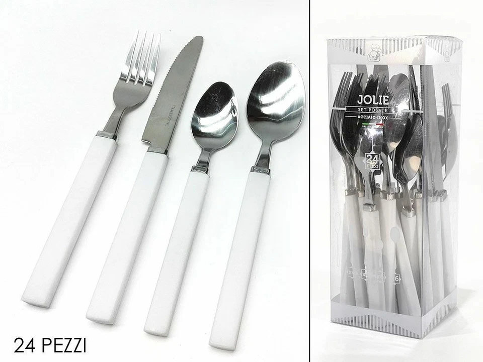 SET DI POSATE 24 PEZZI IN ACCIAIO INOX INOSSIDABILE CUCINA COLTELLI FORCHETTE - Immagine 1 di 1
