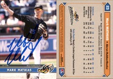 Mark Mathias Signed 2017 Grandstand Akron RubberDucks Card Auto AU