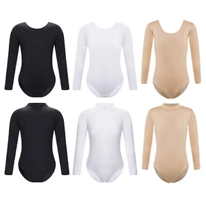 Girls Basic Ballet Dance Leotards Gymnastics Dancewear One Piece Strech Bodysuit - Picture 1 of 58