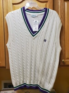 Vintage Wimbldeon Tennis Size LARGE Sweater Vest - Picture 1 of 8