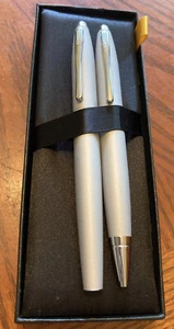 CROSS Ballpoint Pen & Rolling Ball Pen Set Of 2 AT0118-16 Satin Chrome - Picture 1 of 8