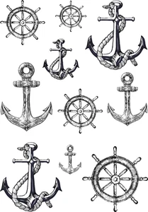 Anchor Wheel / Rudder Pirate Sailor Celebrity Small Temporary Tattoos Sheet - Picture 1 of 1