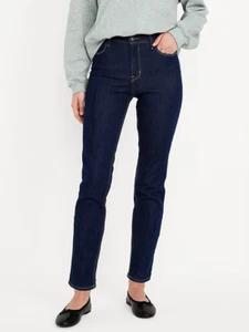 Old Navy Wow Straight Ankle Jeans Womens 4 Petite Dark Wash Stretch NEW - Picture 1 of 11
