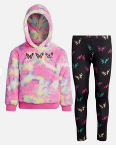 Betsey Johnson Youth  2-PC Set Pullover Hoodie & Legging(PINK/BLACK XS 5/6)NWT - Picture 1 of 6