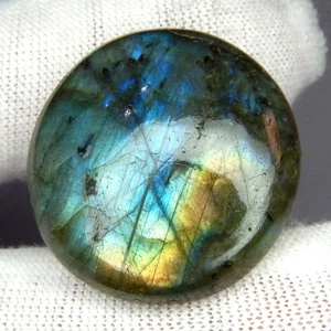 33,7ct Vivid Rainbow Labradorit Naturerde abgebaut Rundkabine - Bild 1 von 7
