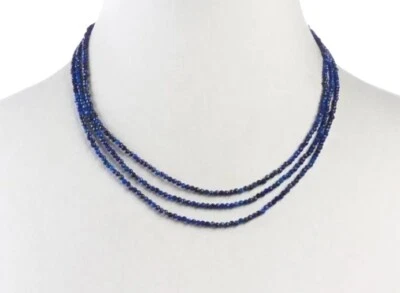 Jay King Sterling Silver Lapis Bead 3-Strand Necklace-18"-NWT-Orig. $154.75 - Image 1 of 4