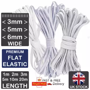 PREMIUM White Elastic Cord 3mm 5mm 6mm Elastic For Making Face Masks Sewing - Picture 1 of 27