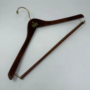 Polo Ralph Lauren Wooden Suit Hanger Brass Hook Trouser Bar Mahogany - Picture 1 of 7