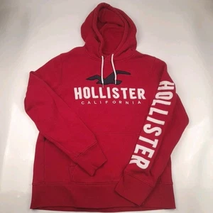 Sudadera con capucha Hollister roja para hombre M Pullover con logotipo - Imagen 1 de 10