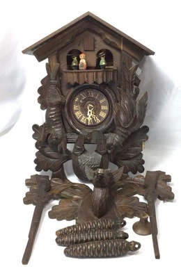 VTG Thorens Edelweiss "After the Hunt"  Black Forest Cuckoo Clock RARE READ DESC - Image 1 of 4
