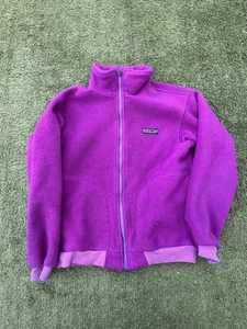 Patagonia Fleece Jacket Kids Large 12 Purple Full Zip Retro Outdoor Warm Youth - Picture 1 of 10