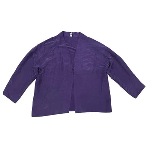 Eileen Fisher Jacket 100% Silk Open Cardigan Blazer 2X Purple Minimal Capsule - Picture 1 of 4