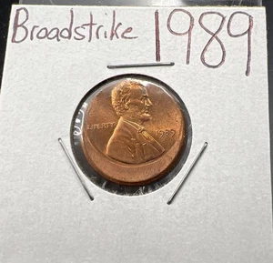 1989 P 1c Lincoln Cent Broadstrike 20% Off Center Error Coin Gem UNC SKU#AC - Picture 1 of 9