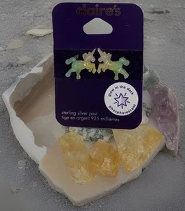 Claire’s Glow-in-the-Dark Unicorn Stud Earrings - Sterling Silver Posts - Picture 1 of 2