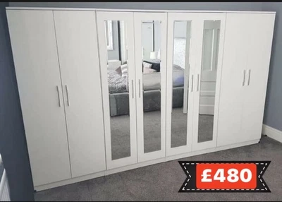 Brand New 8 Doors Cupboard/Wardrobe With Mirrors Only £480- FREE ASSEMBLY ❤️  - Image 1 of 4