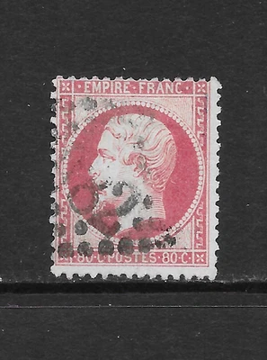 FRANCE SCOTT 28 USED FINE - 1862 80c ROSE/PNKSH ISSUE - EMPEROR NAPOLEON III - Image 1 of 2