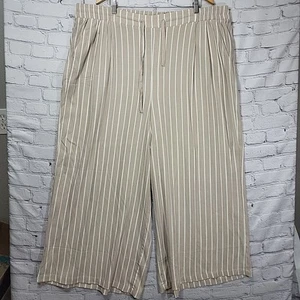 Torrid Wide Leg Challis High-Rise Pull On Pant Tan Striped Size 3 3X Rayon Blend - Picture 1 of 11