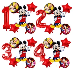 Mickey mouse red foil balloons birthday banner card mickey balloons decorations - Picture 1 of 12