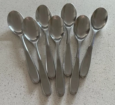Set of 7 The Main Course TYSONS Soup Spoons Korea Satin Stainless Steel Flatware - Image 1 of 4