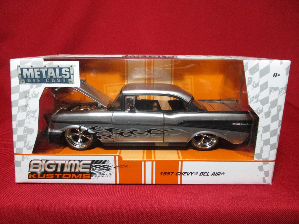 1957 Chevy Bel Air Silver Bigtime Kustoms Jada Toys 1/24 Scale BelAir Car - image 1 of 3
