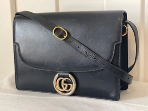 Gucci Torchon Ring Black Leather Shoulder Bag - Picture 1 of 8