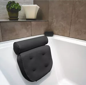 Luxury Grey Bath Spa Pillow Cushioned Relaxing Bathtub Cushion 4 Suction Cups - Picture 1 of 7