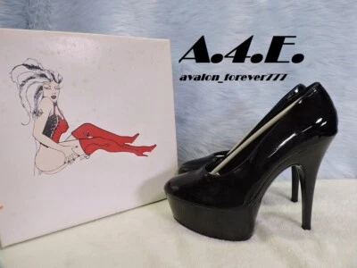 Femme Fetiche Black Patent Platform heels. 61408-B NOS  Size Womens 9 Mens 7.5 - Изображение 1 из 4