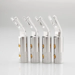 Viborg VS702R reines rotes Kupfer rhodiniert Spaten Y-Stecker zum Selbermachen Hifi Lautsprecherkabel - Bild 1 von 9