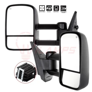 Pair For 2007-2014 GMC Chevy Silverado Sierra Black Power Heated Tow Mirrors - Imagen 1 de 23