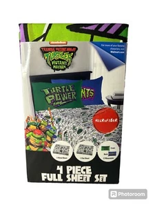 TMNT MUTANT MAYHEM con juego completo de hojas de 4 piezas! 1 sábana bajera, 1 sábana plana y 2 fundas de almohada - Imagen 1 de 2