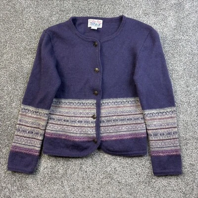 Vintage Tally Ho Cardigan Sweater Women’s Small Purple 100% Wool Button Up Knit - Image 1 of 4
