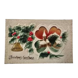 Christmas Greetings Postcard Embossed Circa 1900s Vintage TIC Made In Germany - Picture 1 of 8