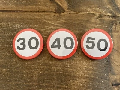Birthday Milestone Badges - Warning! 30th 40th 50th 60th 70th - Image 1 of 4