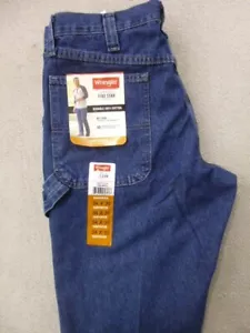 Wrangler Carpenter Jeans Mens Size 34x30 Relaxed Seat Dark Blue Wash 5 Star NWT - Picture 1 of 16