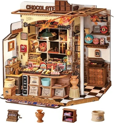 Rolife Miniature House Kit Henry's Chocolate Dollhouse LED light Building Toy - image 1 of 4