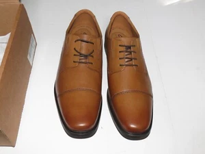 Clarks Men's Tilden Cap Oxford Dark Tan Leather - 12W - Picture 1 of 6