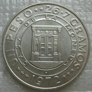 Dominican Republic Peso 1972 Silver Coin 25th Anniversary Central Bank - Picture 1 of 2