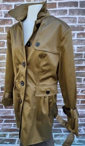 Neu ohne Etikett, eleganter stilvoller Damen-TRENCHCOAT GOLD/BRONZEFARBEN mit Gürtel LARGE - Bild 1 von 10