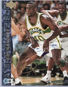 1994 UPPER DECK PLAYER QUOTE SHAWN KEMP RARE FULL SIG AUTO SP 8X10 CARD BAS/BGS - Bild 1 von 2