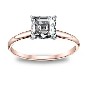 Bedazzling Natural Asscher Cut Solitaire Diamond Engagement Ring GIA Certified - Picture 1 of 10