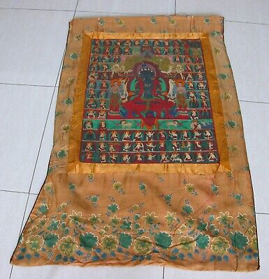 Antique Large Tibetan Buddhism Detailed Painting On Cloth Tangka Thangka 21.2  • 500£