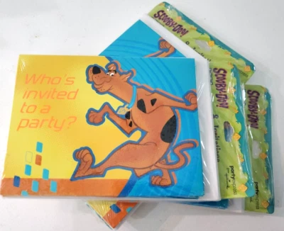 Лот из 3 приглашений Hallmark Scooby-Doo 8 карт, конверты в упаковке 24 всего винтажный - Изображение 1 из 4