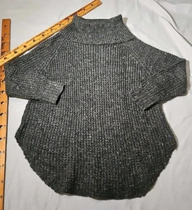 Free People Sweater Womens S Gray Dylan Waffle Knit Oversize Turtleneck Ragg - Picture 1 of 11