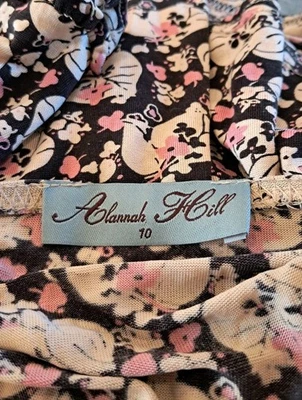 Vintage ALANNAH HILL Blue Label Size 10 Mesh Midi Dress V-Neck Floral Brown - image 1 of 4