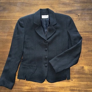 Gianni Petite Womens 100% Wool Black 4 Button Jacket Blazer Size 2P - Picture 1 of 11