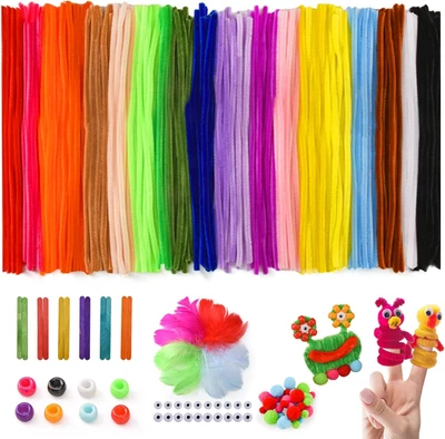 V·COLOKISHI 356 PCS Pipe Cleaners Craft Kit, Craft Supplies 20 Assorted Colored Chenille