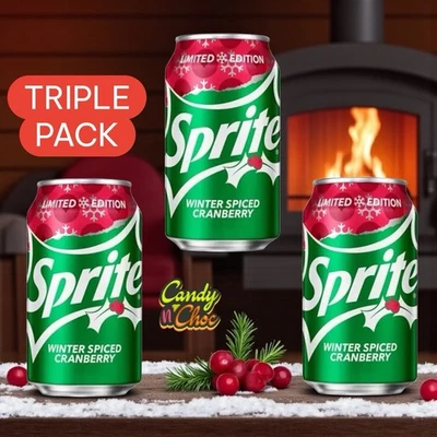 Sprite Winter Spiced Cranberry 355ml x 3 Cans USA Import - Image 1 of 3