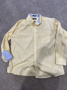 Camicia uomo Chaps manica lunga 17,5 34/35 misto cotone giallo vestibilità classica twill - Foto 1 di 4