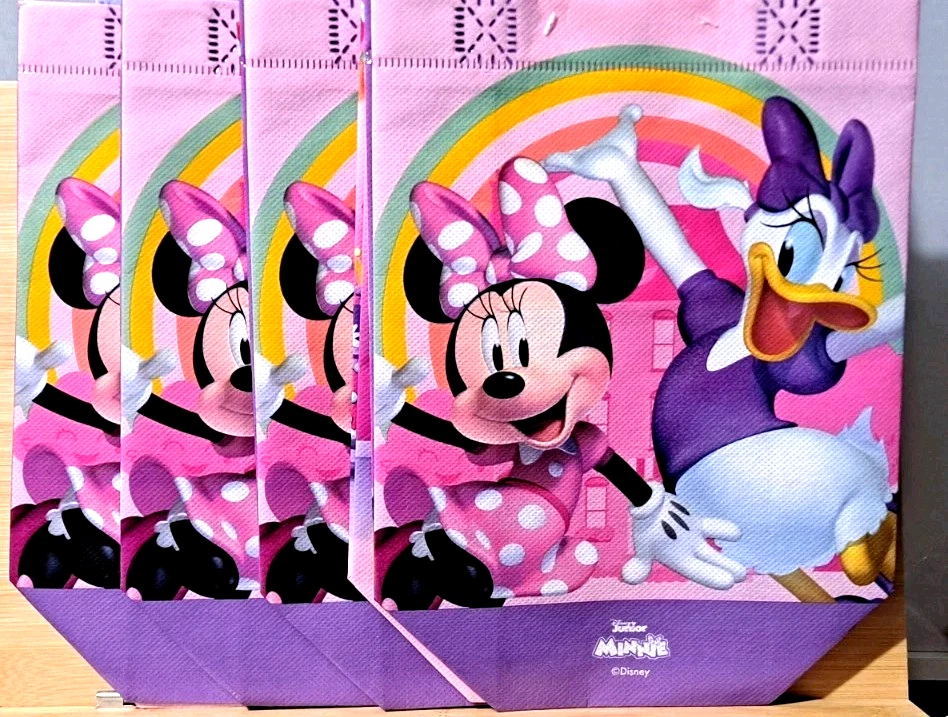 NUEVO Lote de 4 Mini Bolsas de Regalo Reutilizables Disney Minnie Mouse con Asas Rosa Foto 1 de 4