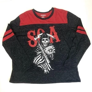 Sons Of Anarchy Men Size 2XL Long Sleeve Graphic Tee Skull Sickle Slub Knit - Picture 1 of 8